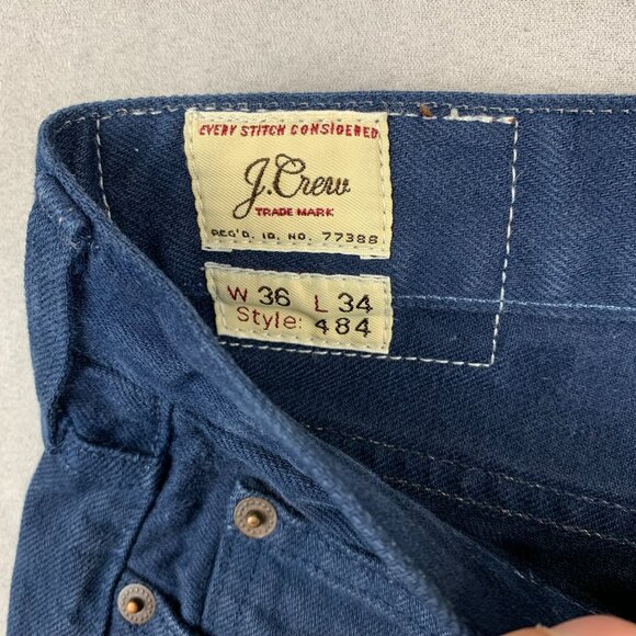 J Crew Mens Pants 36 Dark Blue Jeans 484 Slim Tapered Rigid Made In USA 36x28 - Picture 5 of 13